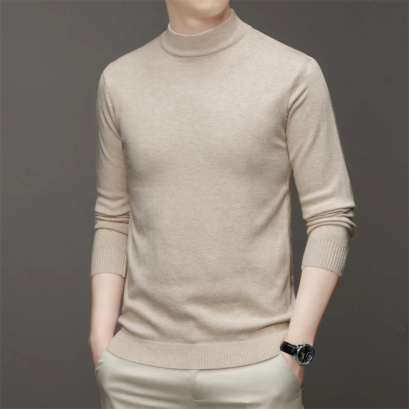 7 Colour Men's Half High Neck Long Sleeved Solid Color Sweater Soft, Warm and Comfortable Top with a Base