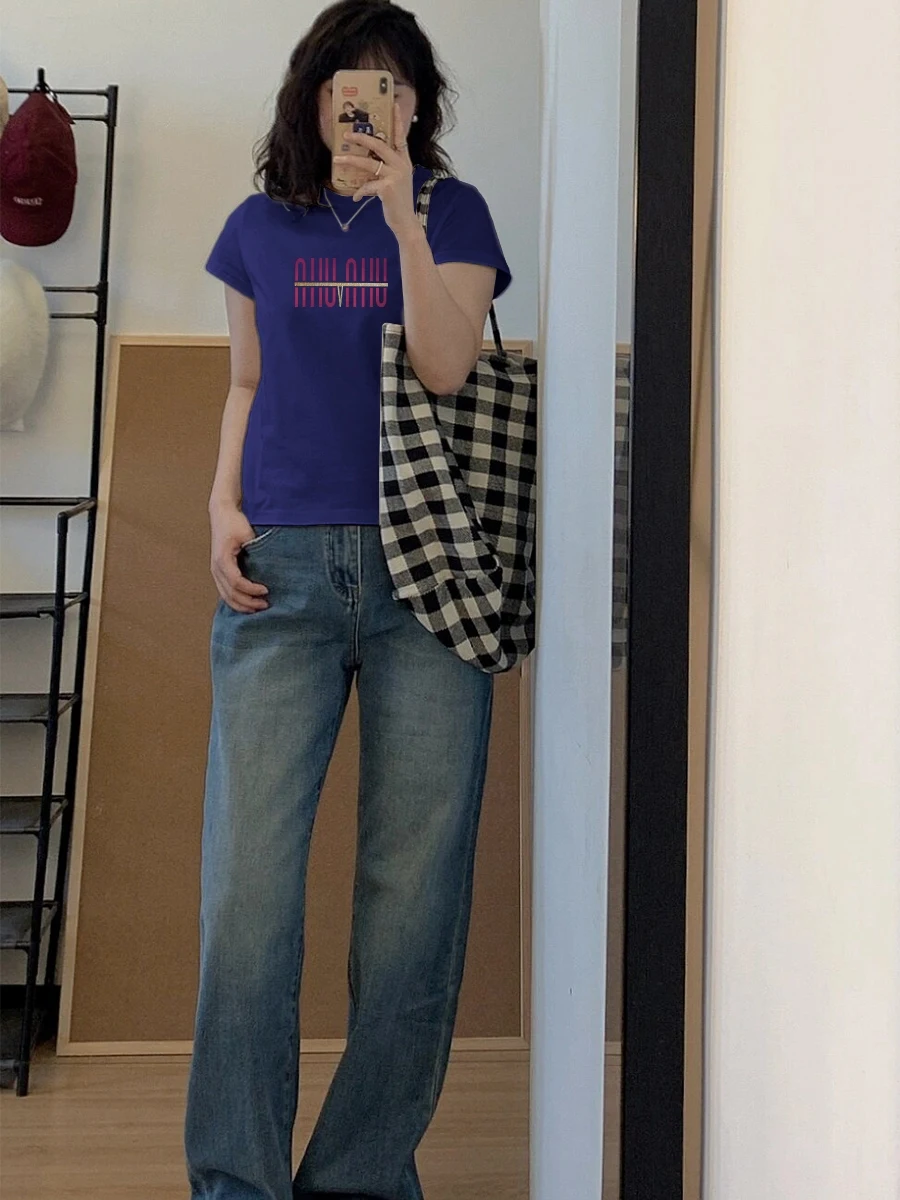 كارتون نمط الحلو حار ort Sve سليم صالح oulder تي شيرت المرأة الصيف تصميم الكورية Sle جولة Ne مزيج القطن #5