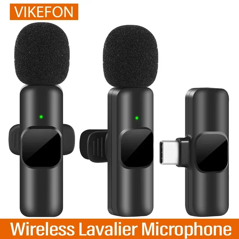 Wireless Lavalier Microphone Portable Audio Video Recording Mini Megaphone for iPhone Android Live Broadcast Gaming Phone Mic