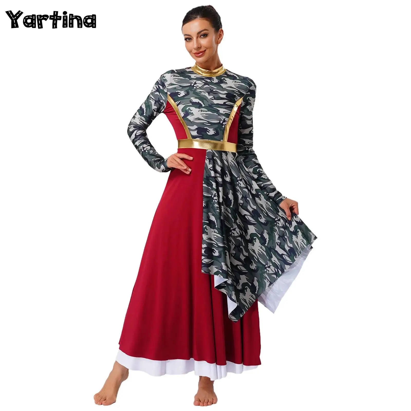 

Женское литургическое платье для христианских танцев с длинными рукавами, балетное платье для лирического танца, костюм-туника для хора и выступлений