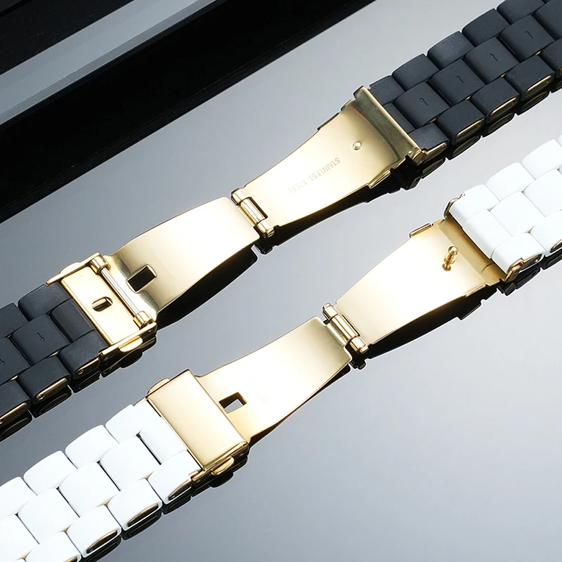 New rubber coated steel watchband for MICHAEL KORS MK5159 MK5145 series watch strap with curved mouth 20mm bracelet