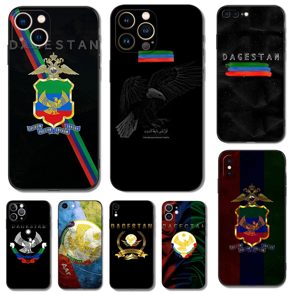 Black tpu case for iphone 14 13 12 11 mini pro MAX 5 5s se 2020 6 6s 7 8 plus x 10 XR XS cover Dagestan National Flag