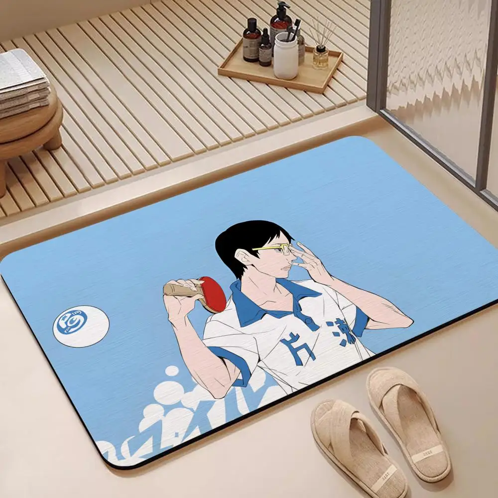 Anime P-Ping P-Pong T-The A-Animation Floor Mat Diatomite Bath Mat, Quick Dry, Absorbent, Multi-Scene Mat
