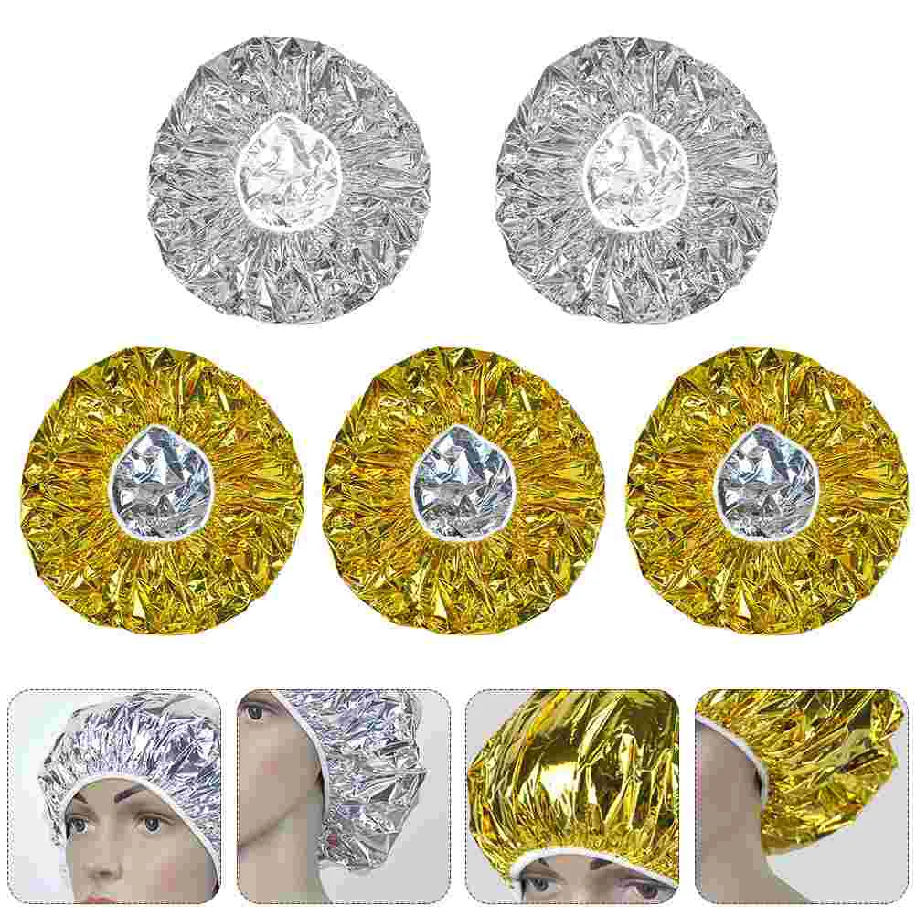 5 Pcs Hairdressing Insulation Hat Cap Silk Dye Heat Caps Deep Conditioning Coloring Hats Aluminium Foil Women Heating