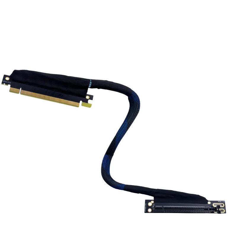 PCIE 4.0 X16 Graphics Card Extension Cable with 90 Degree Connector and Braided Mesh Sleeve for High-Speed Server AI Processing