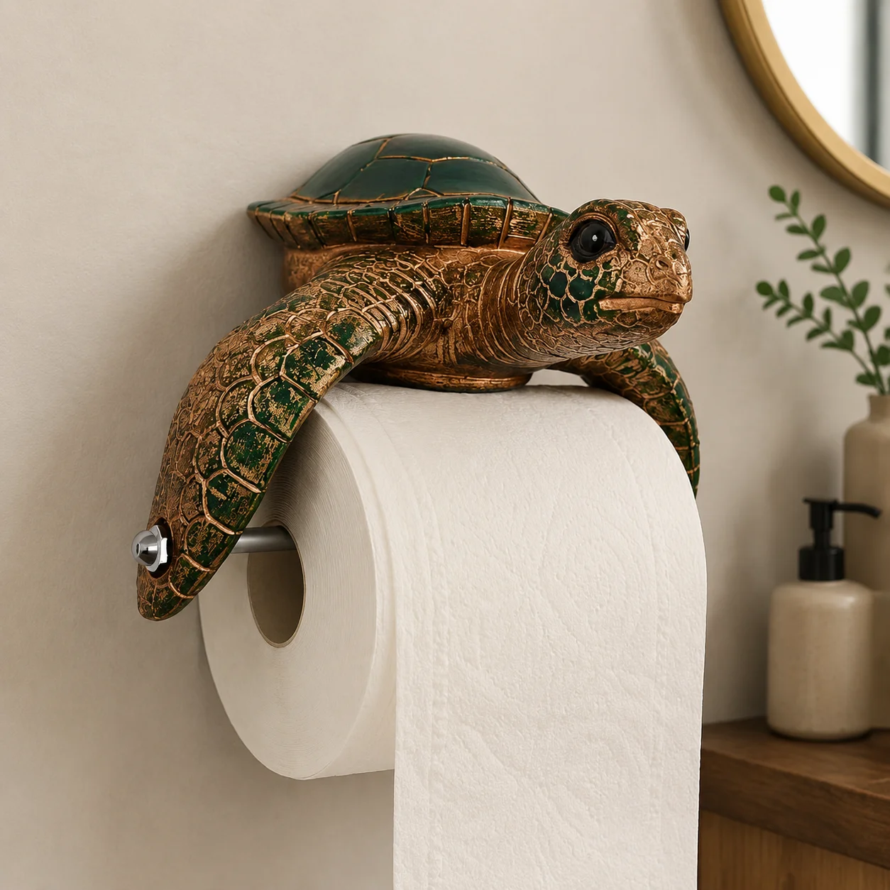 Resin Wall Mount Toilet Paper Holder Turtle Paper Dispenser Cute Bathroom Tissue Rack Home Decor Roll Napkin Storage Organizer