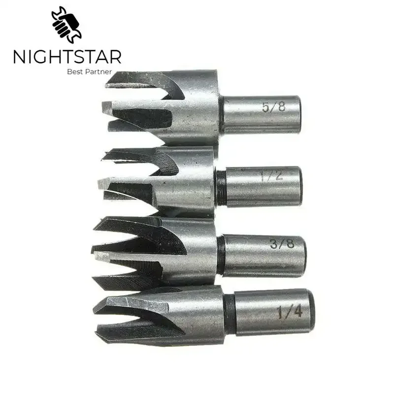 Krachtige 8 Stuks 5/8 "1/2" 3/8 "1/4" Koolstofstaal Hout Plug Gat Cutter Boor Set 10Mm Schacht 6/10/13/16Mm Houtboren