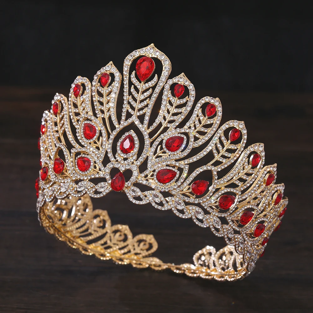 1PCS Bridal Baroque Royal Queen Large Diadem Crown Pageant Miss Headdress Bride Wedding Dress Hair Jewelry Accessories