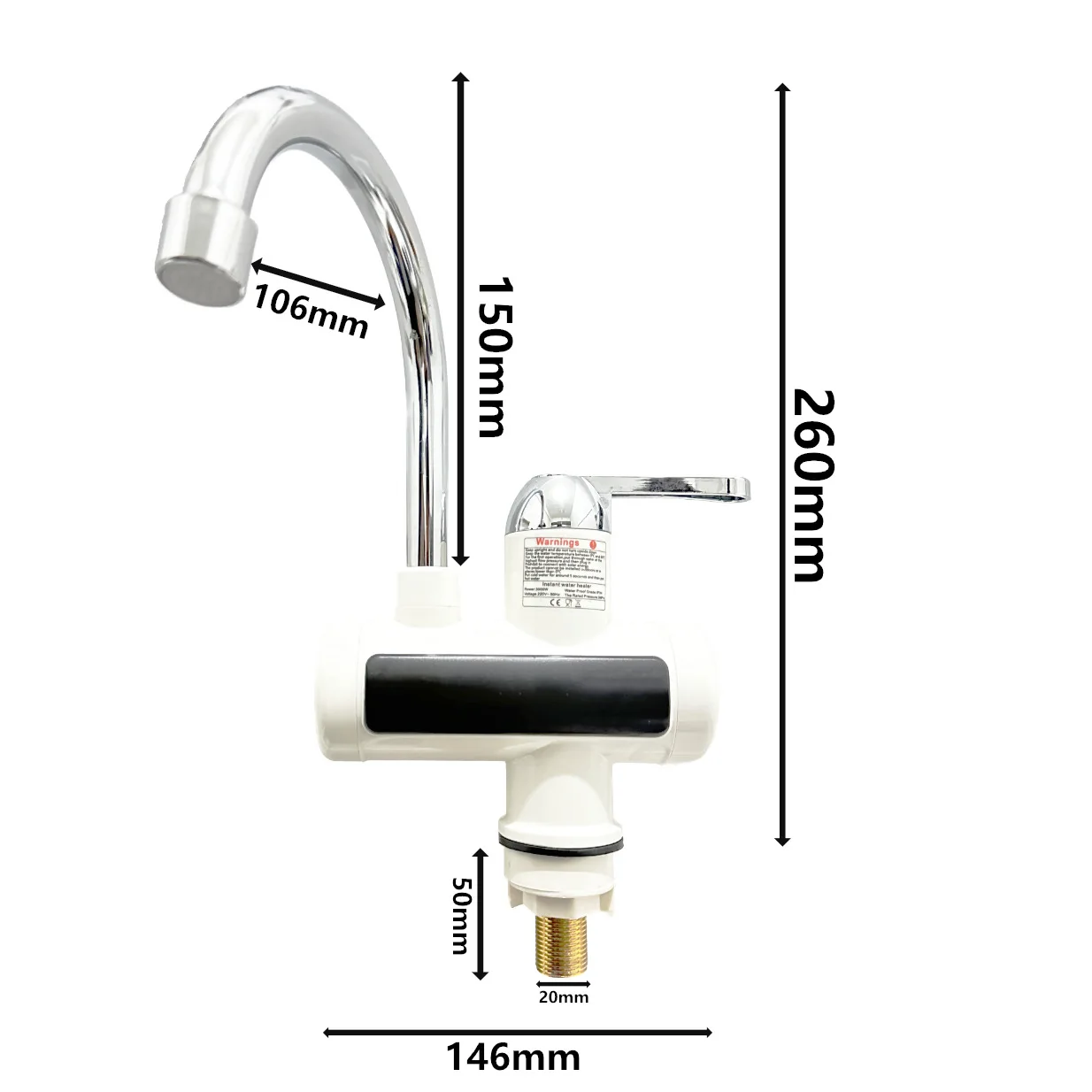3000W fast electric faucet, small kitchen treasure with digital display, suitable for global plugs