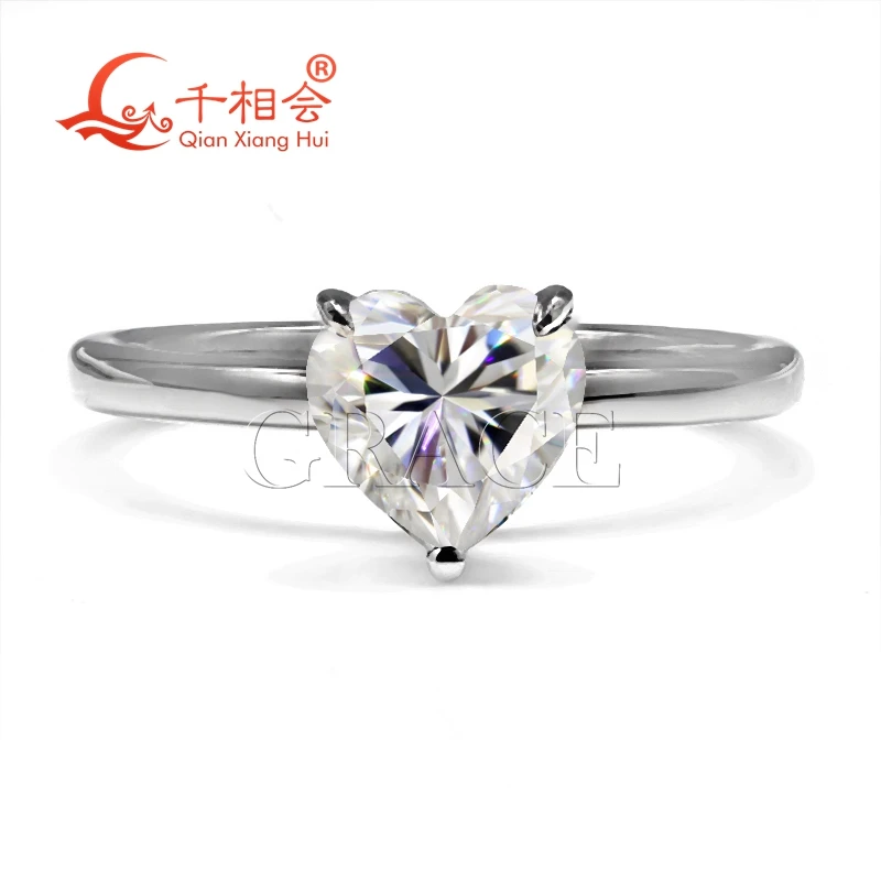 

7*7mm 1.2ct heart shape Simple Ring Band 925 Sterling Silver D Color VVS Moissanite Diamond Ring Jewelry gift dating wedding