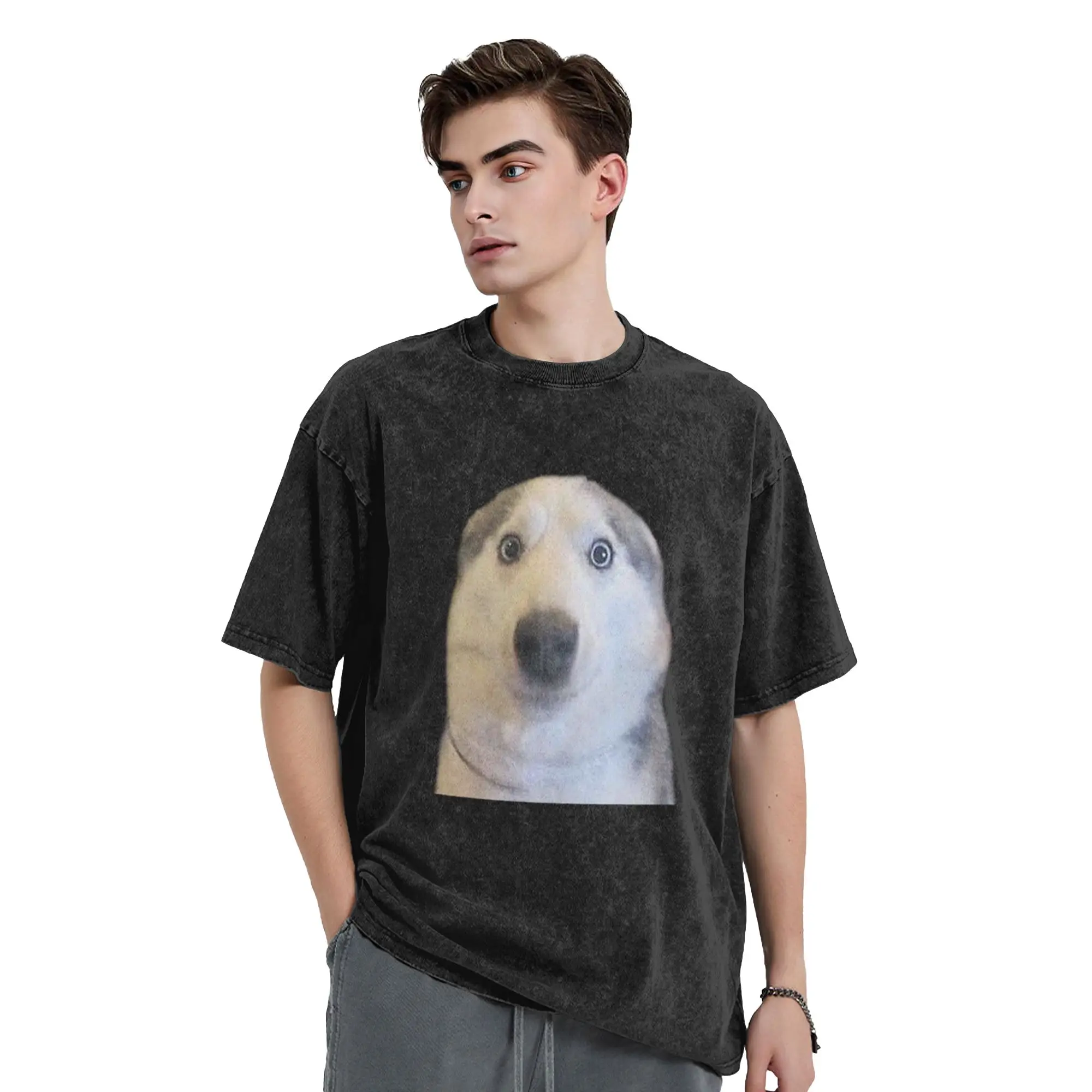 Cute Husky Smile Husky Lover Classic Trendy A Washed T Shirt Men's Women's Oversized Cotton Tees Tops