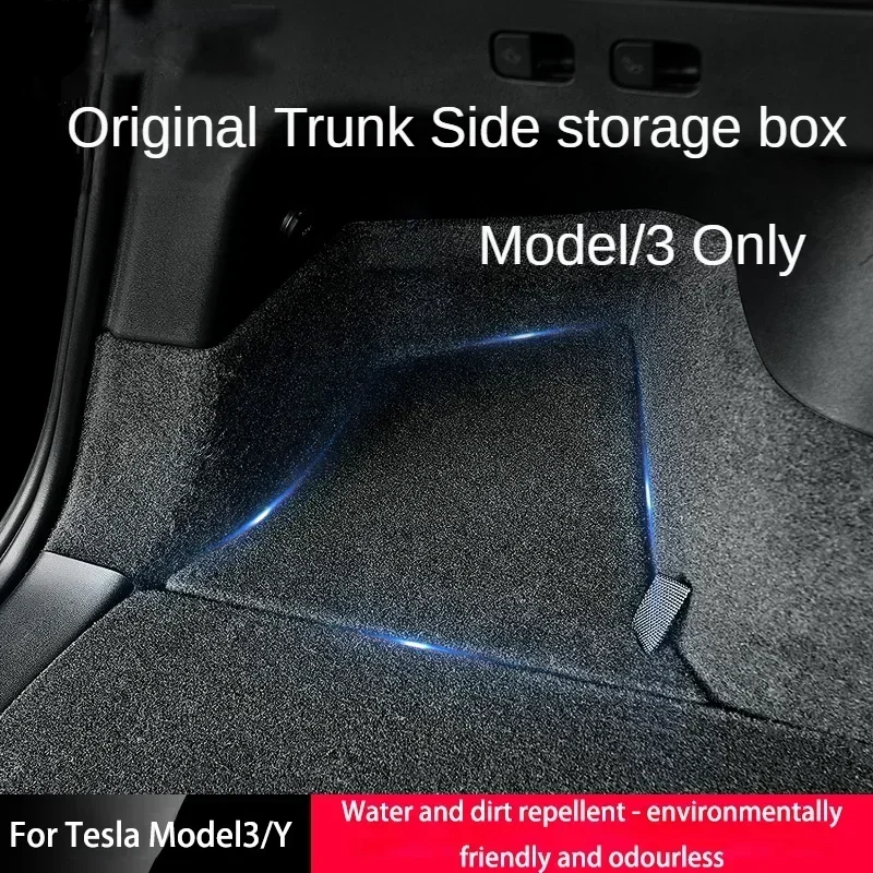 4Pcs For Tesla Model 3 Highland Y Trunk Side Storage Box 2022 2024 For Lid Reinforced Handle Car Interior Accessories Black