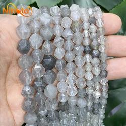 Natural Faceted Cloud Crystal Demon Quartz Spacer Beads 6/8/10mm DIY for Charms Jewelry Making Necklaces Ear Studs 14