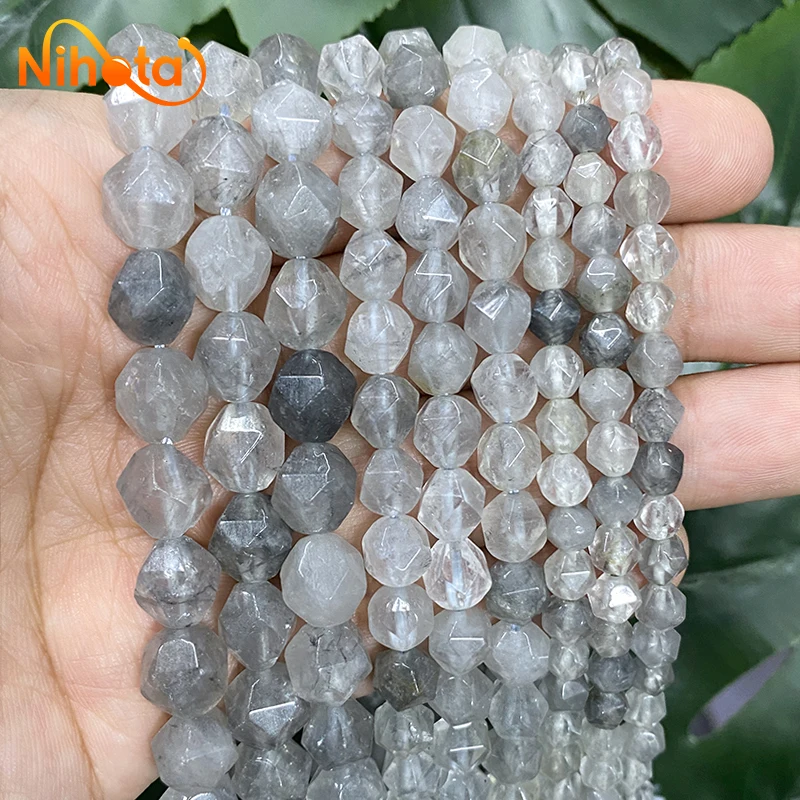 Natural Faceted Cloud Crystal Demon Quartz Spacer Beads 6/8/10mm DIY for Charms Jewelry Making Necklaces Ear Studs 14