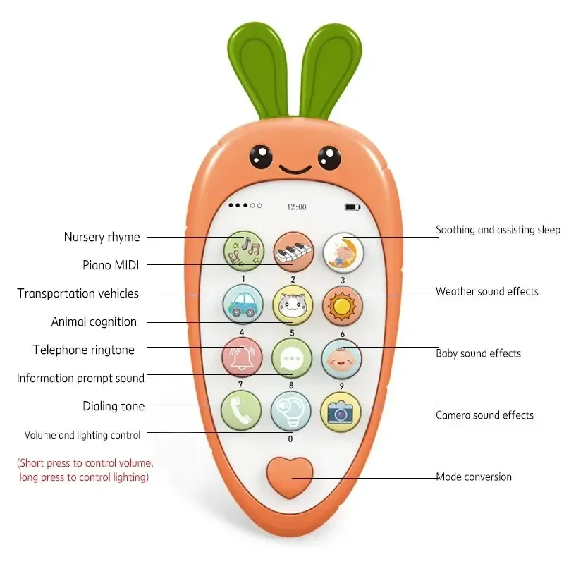 Simulated Biting Mobile Phone Intelligent Early Education Cartoon Puzzle Music Story Learning Telephone Toy