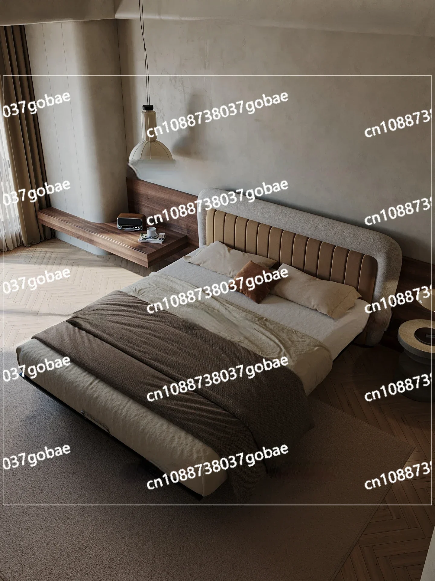 Leather Bed, , Light Luxury, Retro Light Luxury, High-end Master Bedroom, Guest  Guest Bedroom, Hotel Sleep