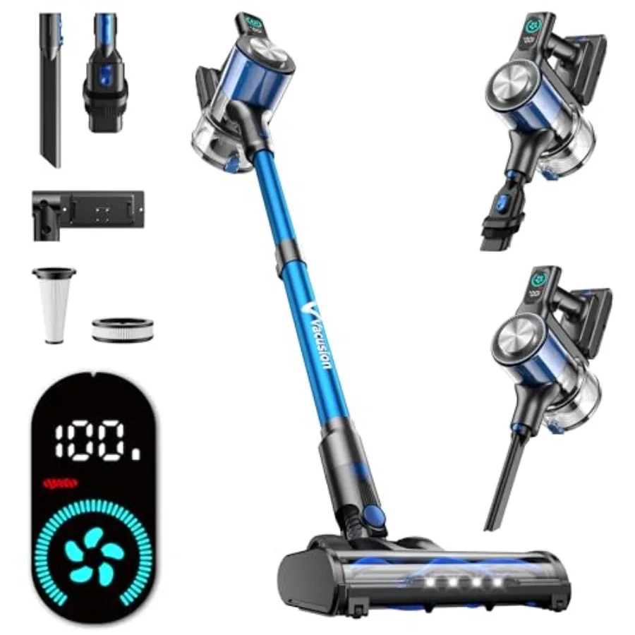 

Cordless Vacuum Cleaner 8-in-1 Cordless Stick Vacuum Cleaner with 3 Suction Modes Up to 45mins Runtime Rechargeable Self-Standi