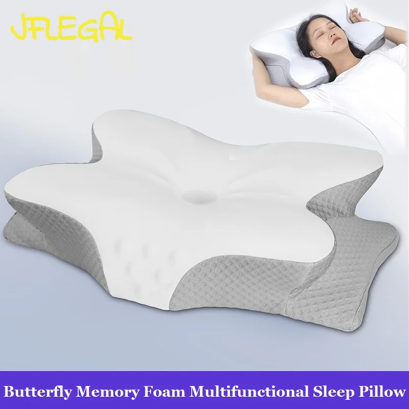 

JFLEGAL 2024 New Butterfly Memory Foam Pillows for Sleeping,Ice Silk Adult Cervical Pillow,Suitable for Various Sleep Positions