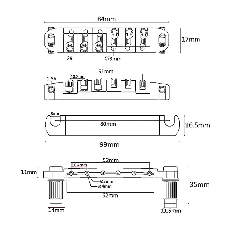 Tune-O-Matic Roller Guitar Bridge WWith Tailpiece And Studs For LP SG ETC Guitar Adjustable Roller Saddle Bridge