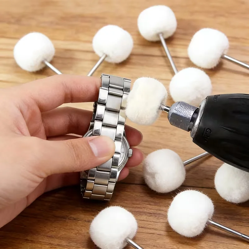 10/100Pcs 3mm Felt Grinding Sanding Head Mini Polishing Brush for Dremel Dril Jade Abrasive Buffing Wheel Shank Cotton Thread