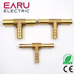1Pc 6-12mm BRASS T Hose Joiner Piece 3 WAY Fuel Water Air Gas Oil Pipe TEE CONNECTOR Pneumatic Plug Socket Adapter