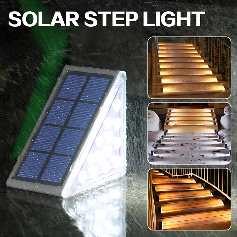 

LED Solar Step Lights Outdoor Waterproof Solar Stair Patio Yard Porch Deck Path Lamp Outside Garden Lighting