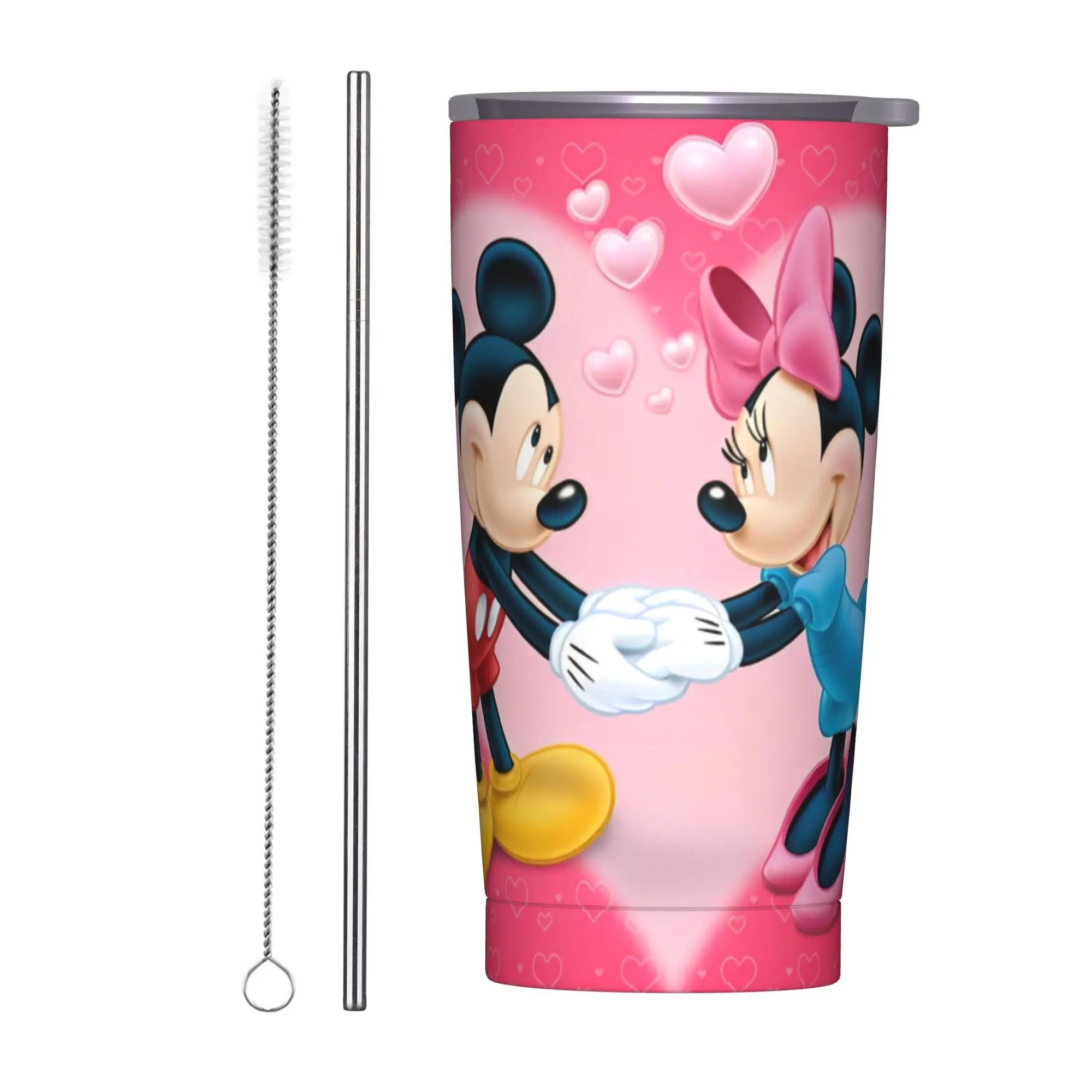 

Mickey And Minnie Mouse Insulated Tumbler with Straws Lid Cartoon Vacuum Thermal Mug Office Home Car Bottle Cups, 20oz