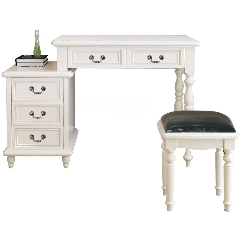 

American retractable white desk storage integrated bedroom study log storage study table