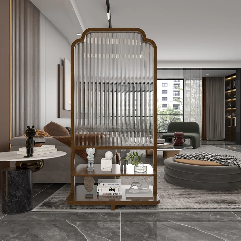

Solid wood Changhong glass screen partition living room dining room bookshelf entrance simple modern movable blocking shelf