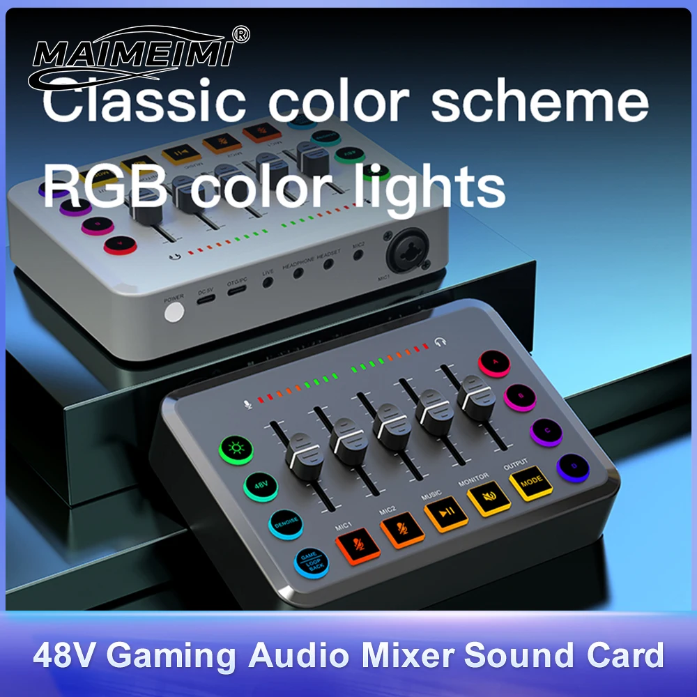 

Игровой аудиомикшер SC3 RGB с XLR-входом, фантомным питанием 48В, 4-канальный USB-микшер для стриминга, подкастов, записи голоса и диджеинга