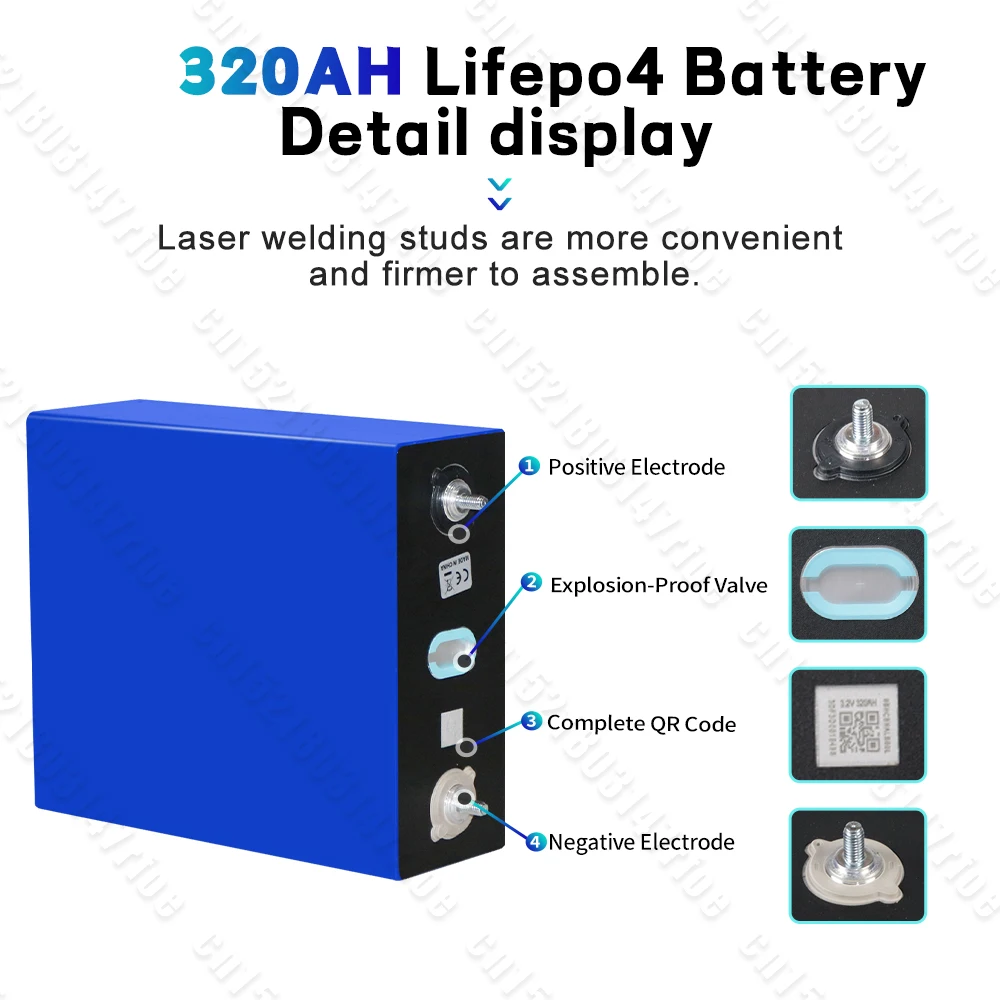 الأسهم الأمريكية 320Ah Lifepo4 3.2 فولت الصف أ ليثيوم أيون Akku LFP LFP خلية ل RV التخييم عربة جولف قارب الطاقة الشمسية المنزلية تخزين الطاقة