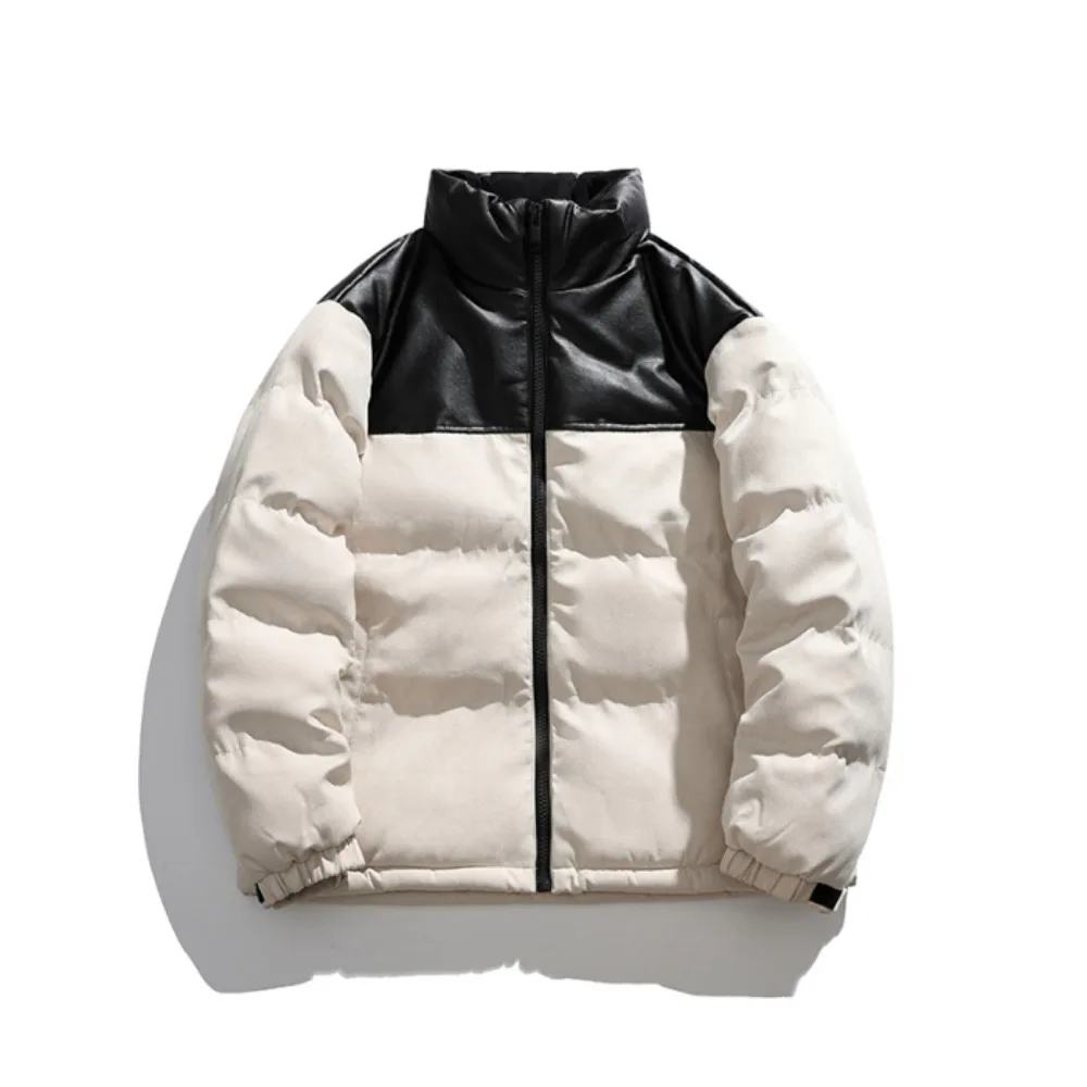 معطف قطني بياقة واقفة للرجال سترة مرقعة 2025 معطف شتوي جديد من القطن السميك