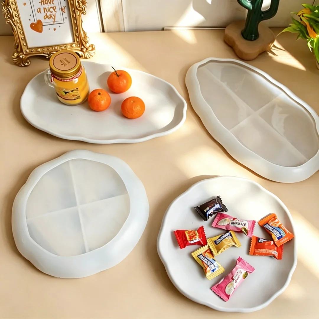 

2 Sizes Irregular Cloud Wavy Edge Gypsum Storage Tray Silicone Molds Plaster Ornaments For DIY Resin Cement Tray Home Decoration