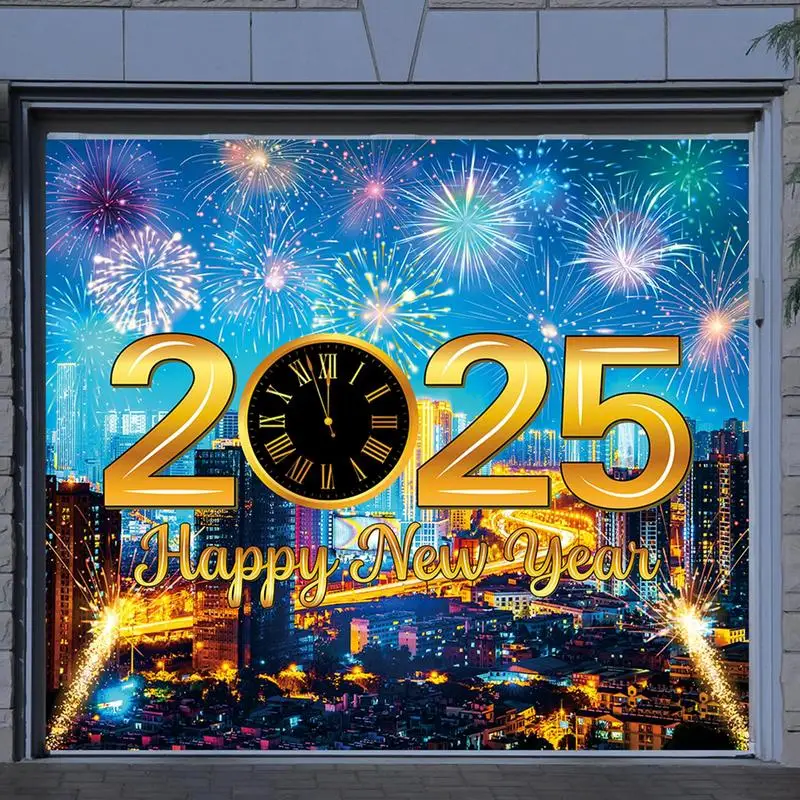 

2025 New Year Background Cloth Blue Gold Vintage Firework Spots Backdrop Happy New Year Photography Backdrops Firework Party