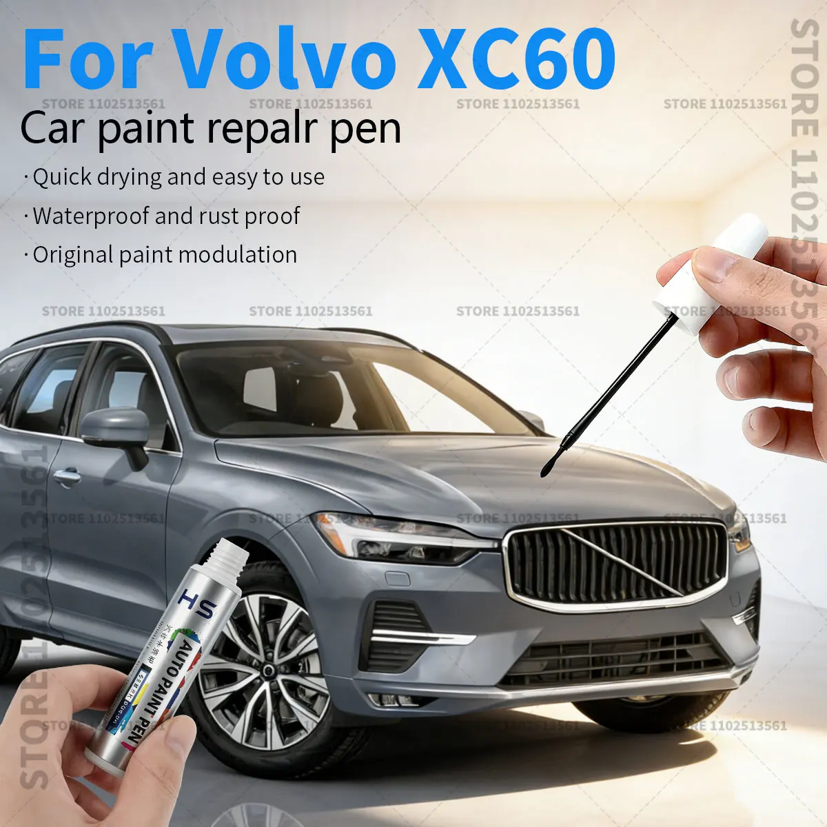 

Ручка-корректор для ремонта лакокрасочного покрытия Volvo XC60, средство для удаления царапин, аксессуары для авто, серебристый 735, серый 724, белый 707, черный 717