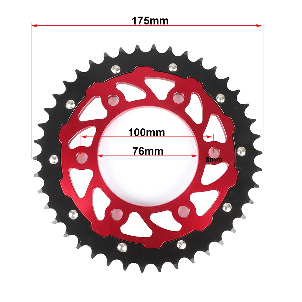 Motorcycle 42T 76mm Sprockets Rear Back Sprocket Cog 100MM*6 Studs For Motocross Pit Dirt Bike Accessories