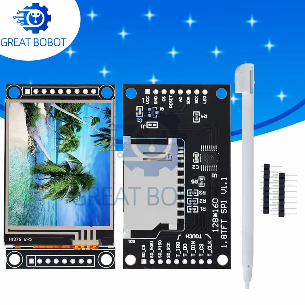 1.8 Inch 128×160 ST7735S TFT Touch LCD Display, 4 IO SPI Screen Module for Arduino Development