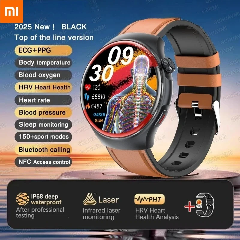 2025 جديد Xiaomi الراقية كشف الليزر ساعة ذكية الرجال دقيقة HRV بلوتوث دعوة NFC الساعات الصحية
