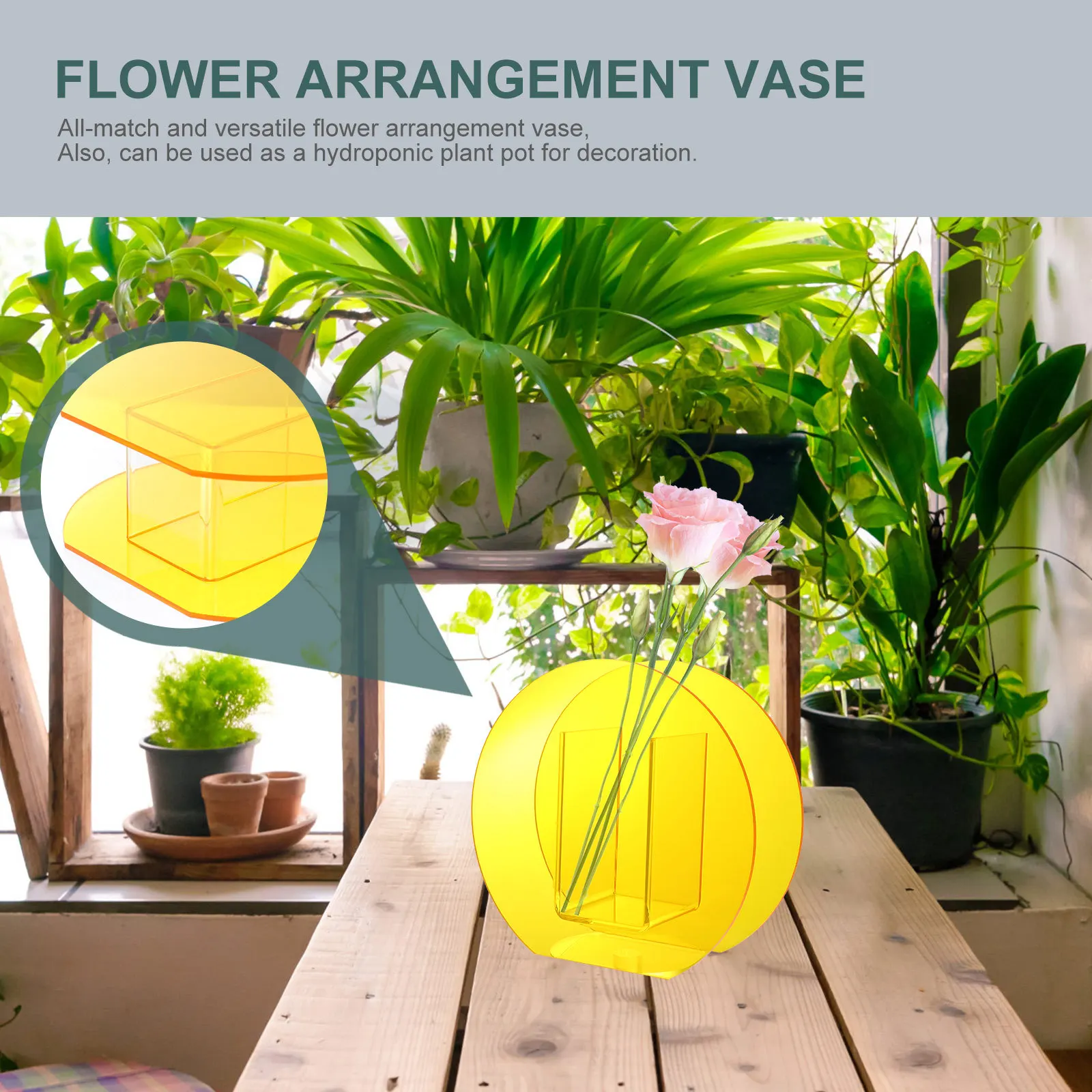 

1Pcs Nordic Style Flower Vase Geometric Shaped Acrylic Vase for Home Office Decor Floral Arrangement Bottle Small Bouquet Holder