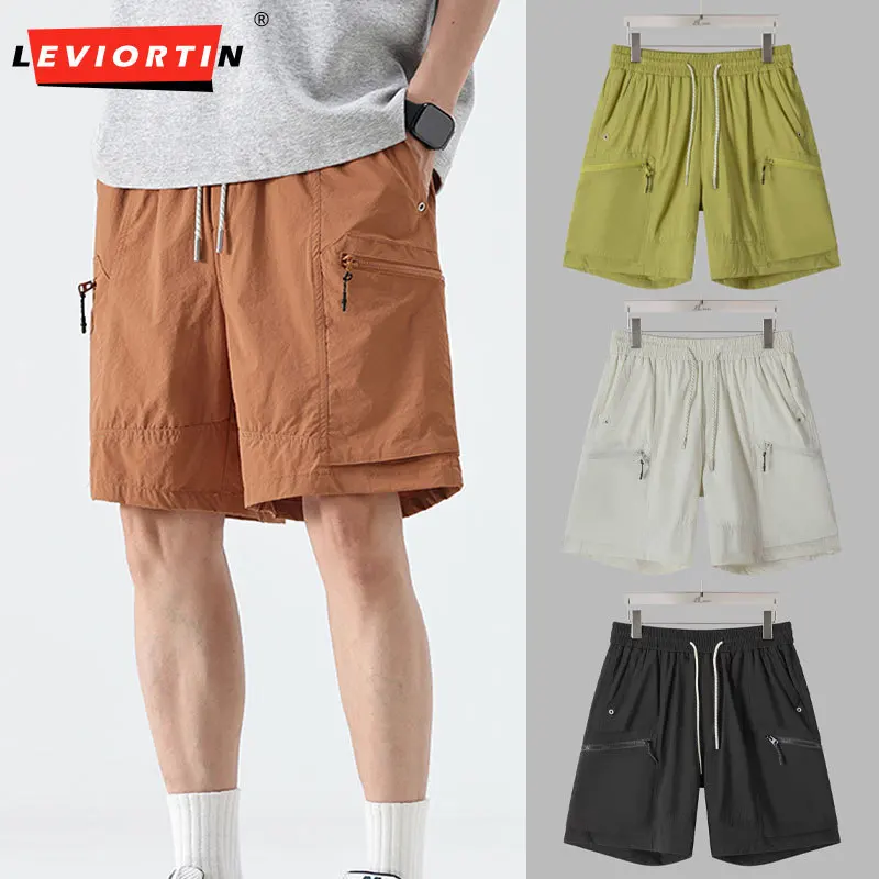 Men Lightweight Quick Dry Cargo Shorts Summer Multi Pockets Loose Five-Point Breathable Five-Point Trousers Sports Short Pants