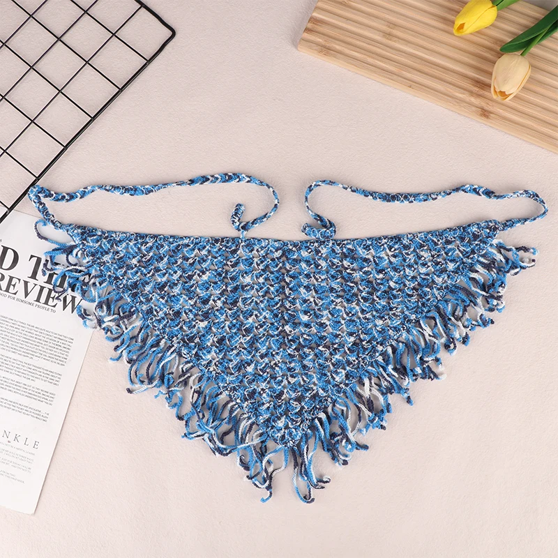 Y2K Hollow-Out Fringe Triangle Scarf For Women Spring Adjustable