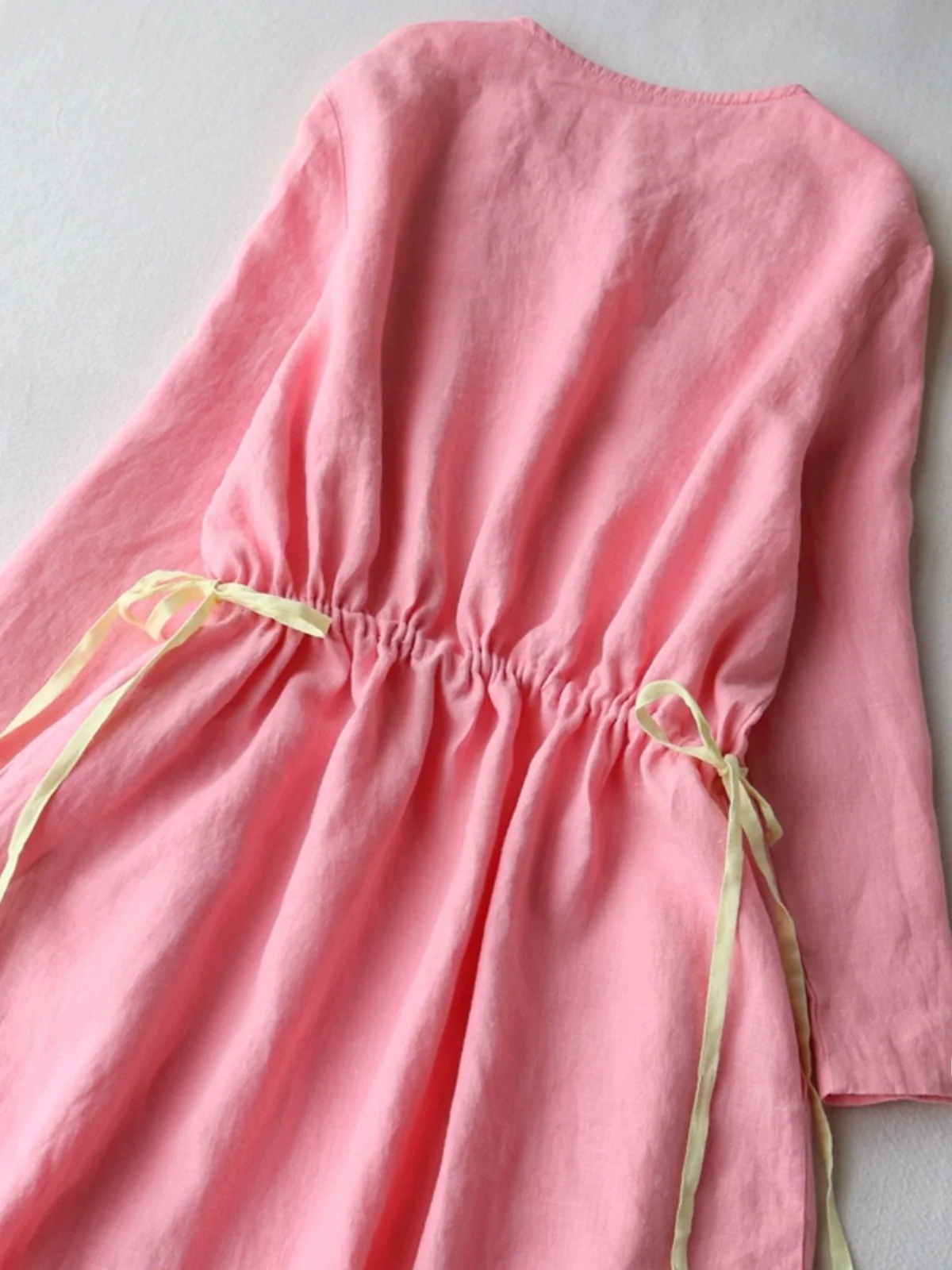 Artistic Large Size Gown with Side Buttons Zen Tea Dr New Chinese Sle Women's Cotton Linen Long Outerwear Dr