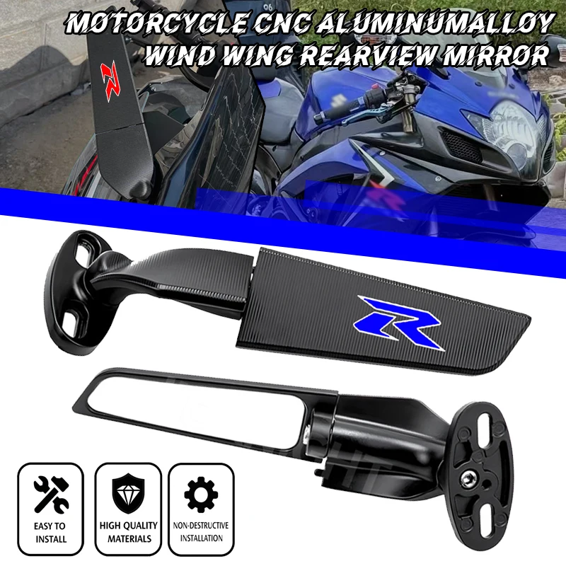 For GSXR 600 750 1000 GSX1300R GSX650F GSX-R 150 250 Motorcycle Mirror Modified Wind Wing Adjustable Rotating Rearview Mirror