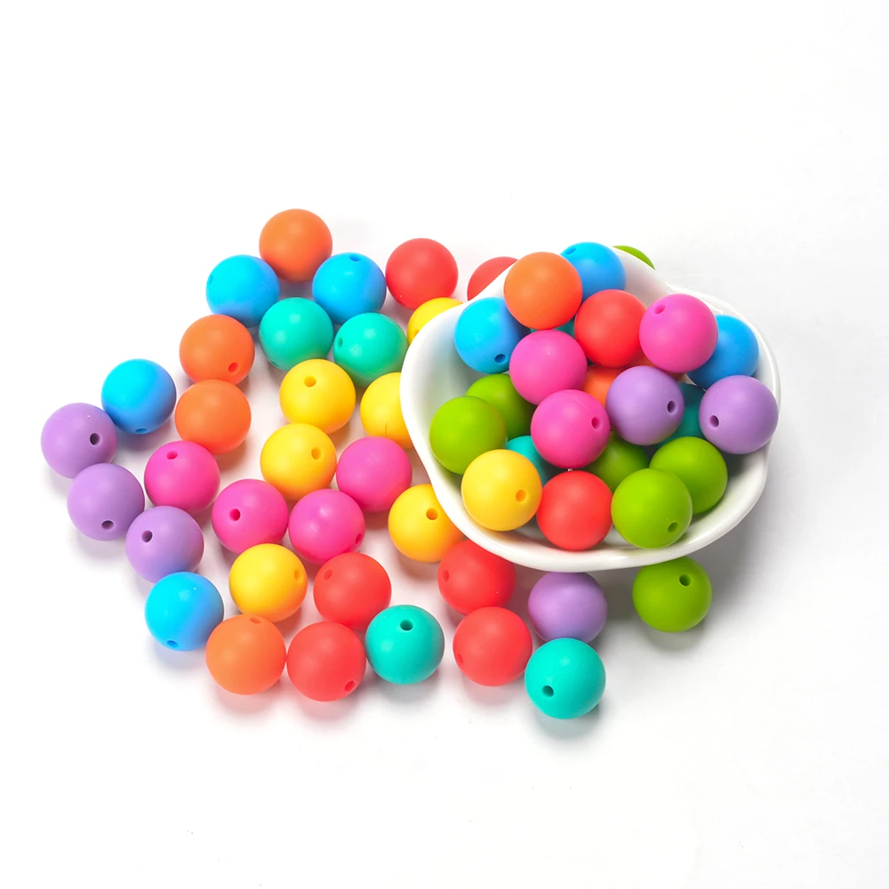 LOFCA 50Pcs/Lot Silicone Bead 9/12/15MM Used in jewelry making Necklace Bracelets Keychain Jewelry accessories