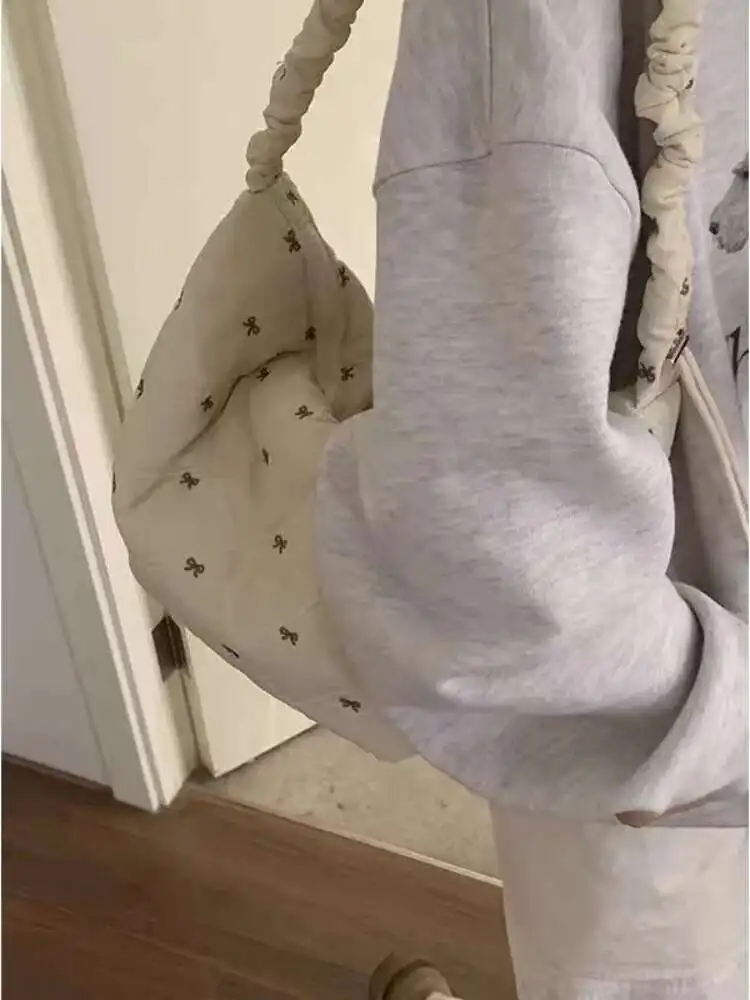 Inverno macio arco doce axilas sacos bolsas femininas casual bolsa de ombro y2k estética todos os jogos anime