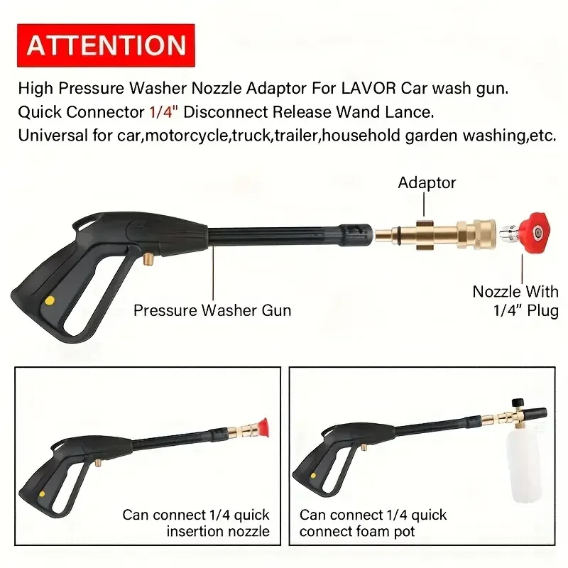 1/4" Quick Connect Hochdruckreiniger-Adapter – kompatibel mit Lavor/Sterwins/Champion/Craftsman/Parkside Car Wash – Detail 3