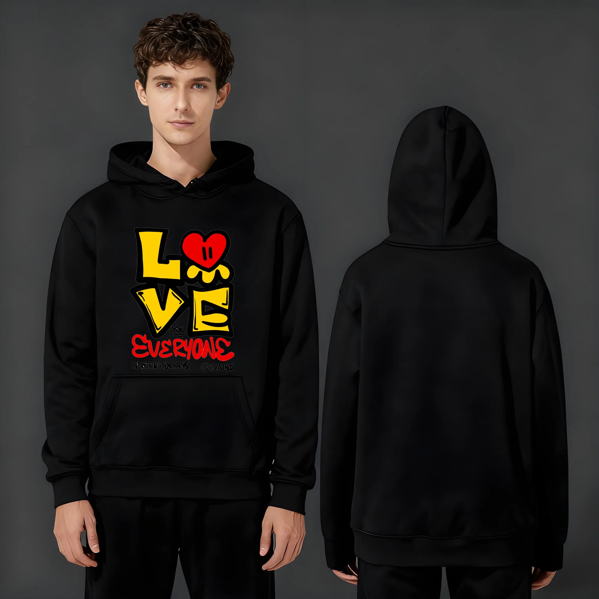 

Новейшая модная и повседневная мужская и женская толстовка с капюшоном весом 330 грамм весом 2025 года с модным буквенным принтом «Любовь»