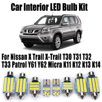 LED Interior Light Kit Canbus For Nissan X Trail X-Trail T30 T31 T32 T33 Patrol Y61 Y62 Micra K11 K12 K13 K14 Reading Dome Bulbs