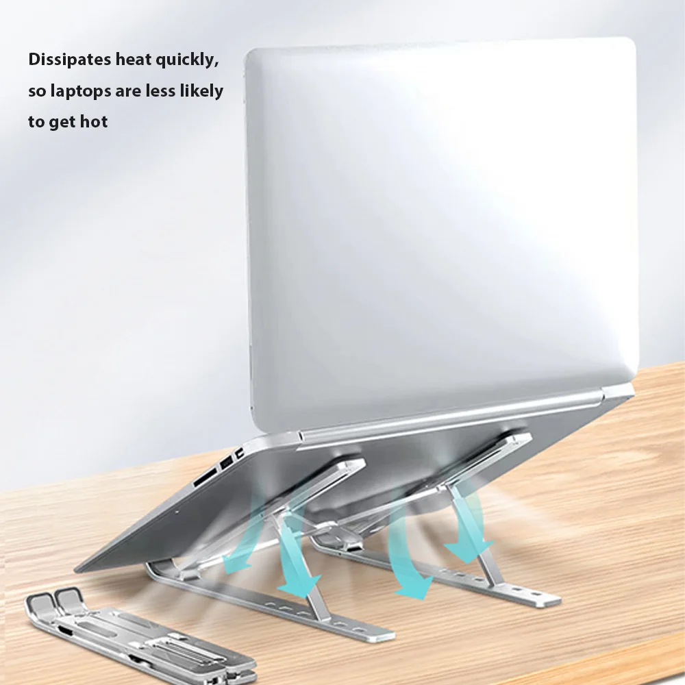 Imagem -05 - Alumínio Alloy Laptop Holder Stand Ajustável Dobrável Portátil Notebook Computador Levantamento Refrigeração Antiderrapante