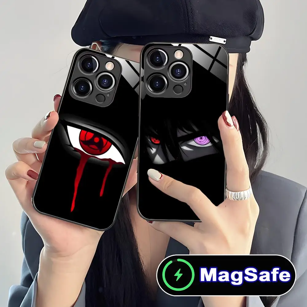

Anime Eyes Mobile Cell Phone Case for iPhone 16 15 14 13 12 11 Pro Max Plus Mini MagSafe Glass Colour Protective Luxury Pretty